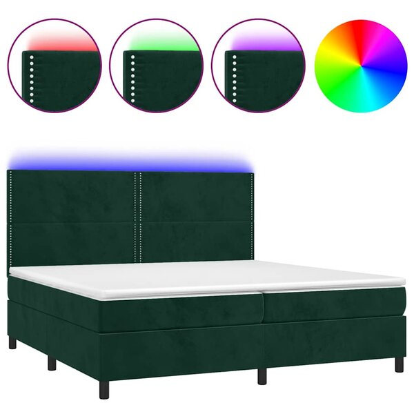 vidaXL Sommier à lattes de lit matelas et LED Vert foncé 200x200 cm