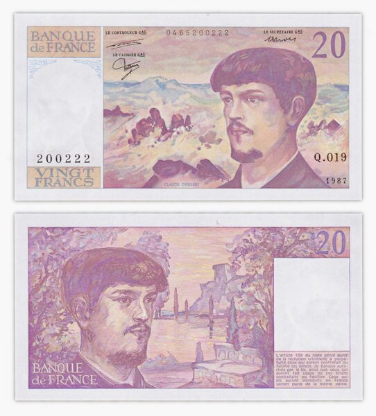 Billet de collection 20 francs 1987 France - Neuf - P151b debussy