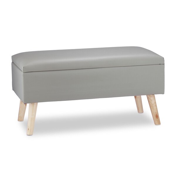 Banquette de rangement moderne avec couvercle 80 x 40 x 39 5 cm assise rembourrée style contemporain en similicuir gris 13_0005517