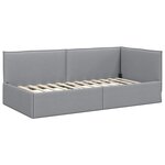 vidaXL Cadre de lit d'angle Gris clair 90 x 200 cm tissu