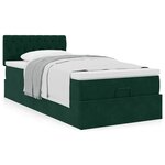 vidaXL Cadre de lit ottoman avec matelas vert foncé 90x200 cm velours