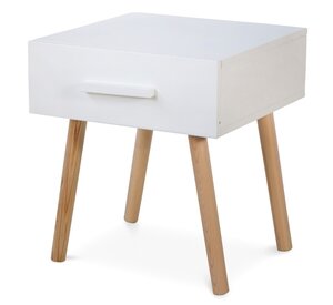 Table de nuit Tiroir blanc en pin