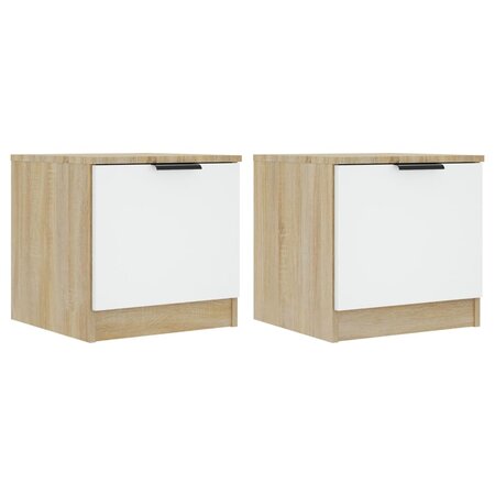 vidaXL Tables de chevet 2 Pièces Blanc et chêne sonoma 40x39x40 cm