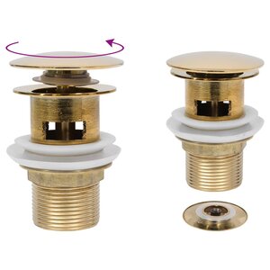 vidaXL Drain à poussoir avec débordement Doré 6 4x6 4x9 1 cm