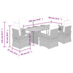 vidaXL Ensemble à manger de jardin coussins 7 Pièces mélange beige rotin