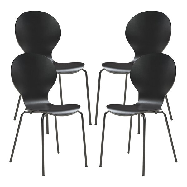 Lot de 4 chaises de salle à manger 85 x 48 x 50 cm moderne design robuste noir 03_0009820
