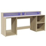 vidaXL Bureau avec lumières LED chêne sonoma bois d'ingénierie