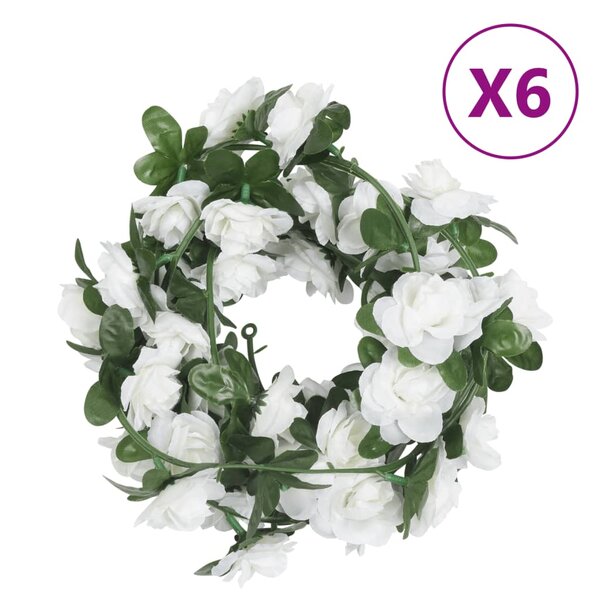 vidaXL Guirlandes de fleurs 6 Pièces blanc 240 cm