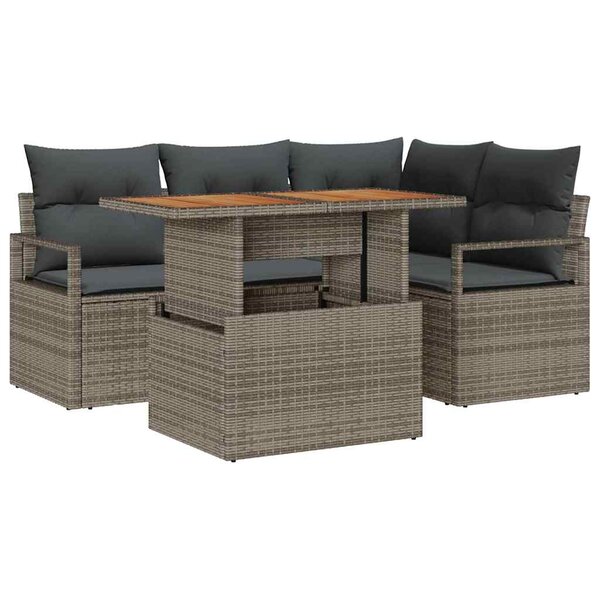 vidaXL Ensemble de salle à manger pour jardin 5 Pièces Gris  Marron