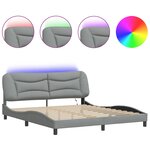 vidaXL Cadre de lit avec lumières LED gris clair 180x200 cm tissu