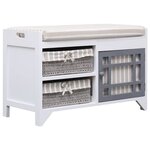 vidaXL Banc d'entrée Blanc 70 x 33 5 x 45 cm Bois de Paulownia