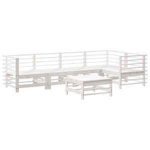 vidaXL Salon de jardin 6 Pièces Blanc Bois de pin massif
