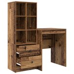 vidaXL Bureau avec tiroir avec étagère avec stockage 2 Pièces Bois ancien