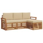 vidaXL Ensemble de canapés d'extérieur 4 Pièces Naturel et Beige