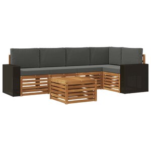vidaXL Ensemble de canapés d'extérieur 6 pc Naturel et Anthracite