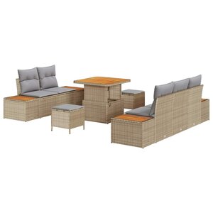 vidaXL Ensemble de canapé de jardin 8 Pièces Beige et Gris clair