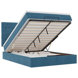 vidaXL Cadre de lit ottoman avec matelas bleu foncé 140x190 cm velours