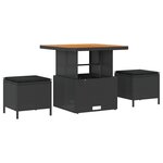 Ensemble de Canapé de Jardin 10 Pièces avec Coussins en Poly Rattan Noir Acacia