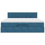 VidaXL Cadre de lit ottoman avec matelas bleu foncé 160x200 cm velours