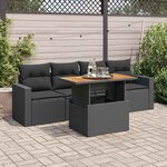 vidaXL Salon de jardin 5 Pièces avec coussins noir résine tressée