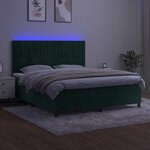 vidaXL Sommier à lattes de lit matelas et LED Vert foncé 180x200 cm