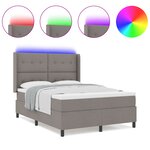 vidaXL Lit à ressort avec matelas et LED Taupe 140x200 cm Tissu
