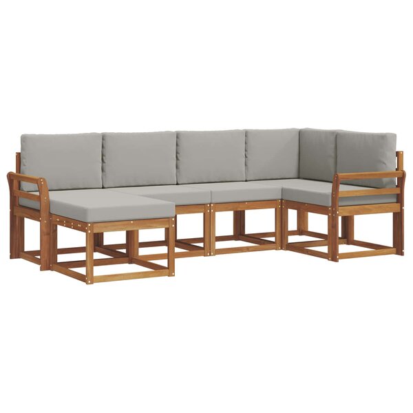 vidaXL Ensemble de canapés d'extérieur 6 pc Gris Naturel et Clair