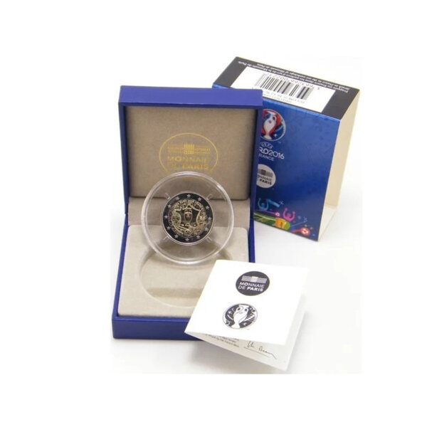 2 euros commémorative France -UEFA 2016 en coffret BE.