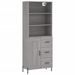 vidaXL Buffet haut Sonoma gris 69 5x34x180 cm Bois d'ingénierie