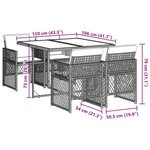 vidaXL Ensemble à manger de jardin 5 Pièces et coussins marron poly rotin