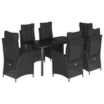 vidaXL Ensemble à manger de jardin coussins 7Pièces Noir Résine tressée