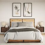 vidaXL Tables de chevet murales avec lumières LED 2 Pièces chêne marron