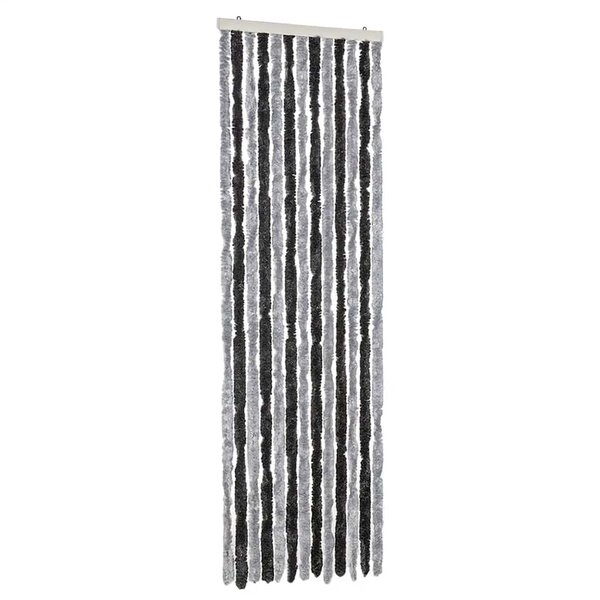 vidaXL Rideau anti-mouches gris et noir 56x200 cm chenille