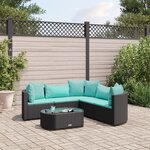 vidaXL Salon de jardin 6 Pièces avec coussins noir résine tressée