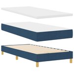 vidaXL Lit avec Sommier avec Matelas Bleu 100x200 cm Tissu