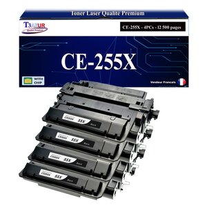 T3AZUR -4x Toners compatibles avec HP CE255X (55X) pour HP LaserJet Enterprise 500 MFP M521DN  M521DW  M525  M525C  M525DN  M525F