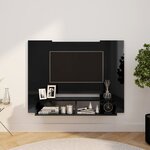 vidaXL Meuble TV mural Noir brillant 120x23 5x90 cm Bois d’ingénierie