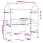 vidaXL Lit superposé et échelle et toit blanc 90x200cm bois pin massif