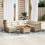 vidaXL Salon de jardin avec coussins 8 Pièces beige résine tressée