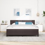 vidaXL lit box spring avec matelas et LED marron foncé 180x200 cm en tissu