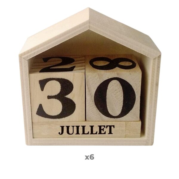 6 calendriers perpétuels en bois maisonnette - 7 3 x 8 x 3 4 cm