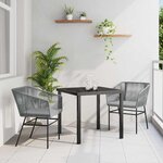 vidaXL Ensemble de salle à manger pour jardin 3 Pièces Gris Poly rotin