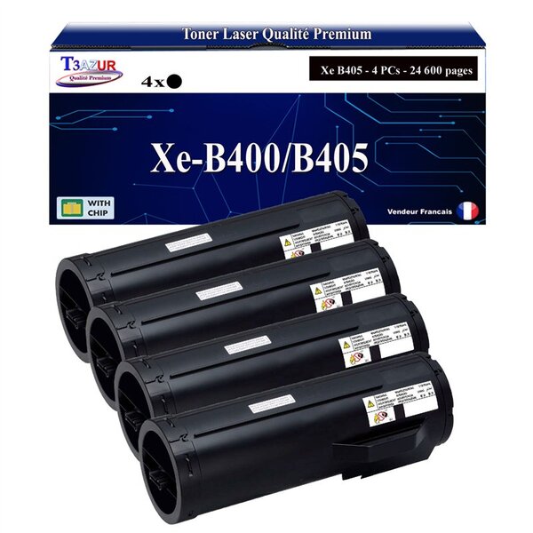 T3AZUR -4x Toners compatibles avec Xerox VersaLink B400 B405 (106R03584/106R03582/106R03580) - Noir