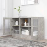 vidaXL Armoire à vitrine Gris béton 120x30 5x70 cm Bois d’ingénierie