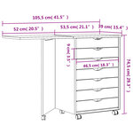 vidaXL Armoire roulante avec bureau MOSS marron miel bois de pin