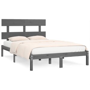 vidaXL Cadre de lit Gris Bois massif 200x200 cm