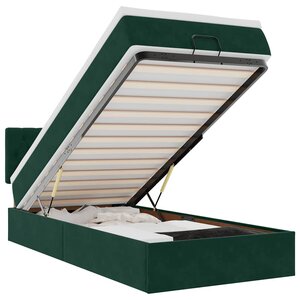 vidaXL Lit ottoman avec matelas et LED Vert foncé 90x200cm velours