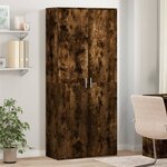 vidaXL Buffet haut chêne fumé 80x35x180 cm bois d'ingénierie