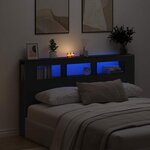 vidaXL Tête de lit LED avec étagère Chêne noir 180 x 18.5 x 103.5 cm