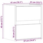 vidaXL Meubles TV muraux et lumières LED 2 Pièces gris béton 41x31x45 cm